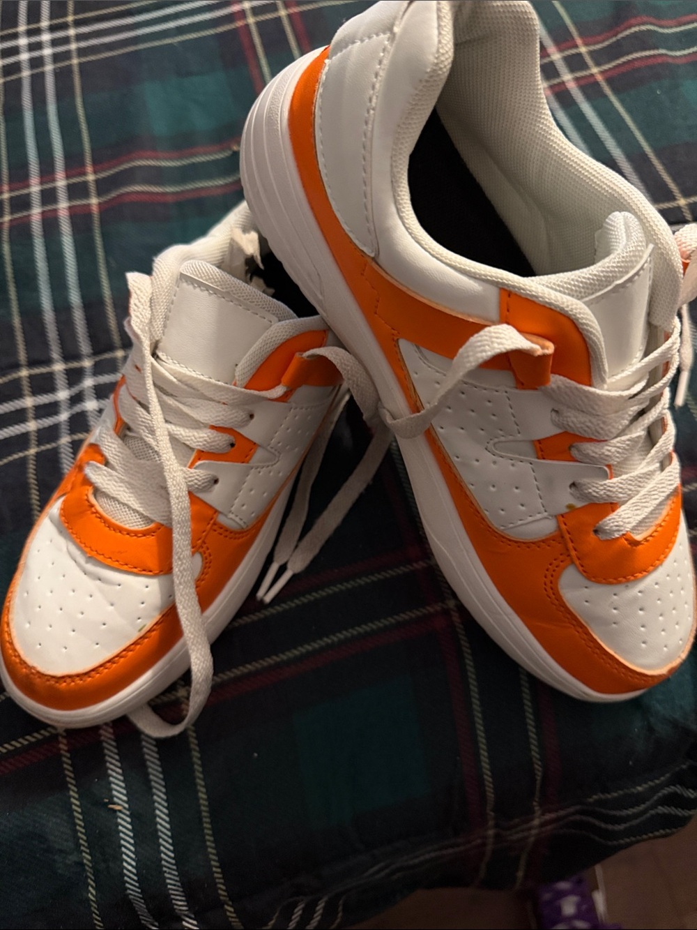White and Orange Low-Top Sneakers
